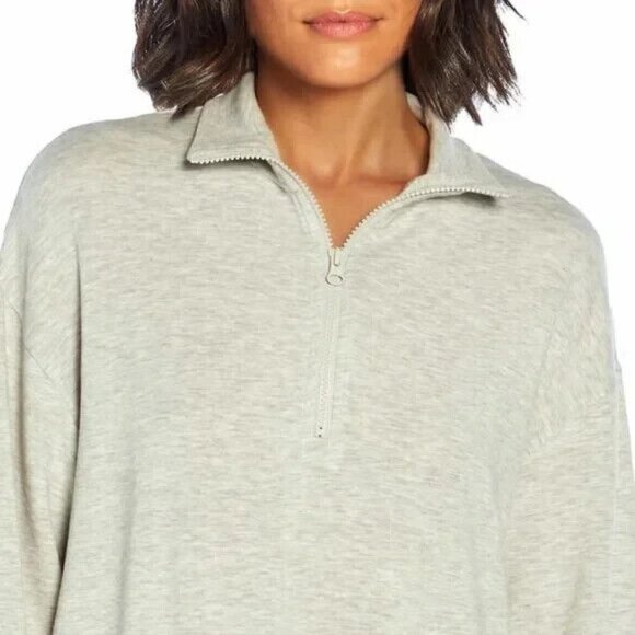 Three Dots 1/4 Zip Super Buttery Soft Pullover Sweatshirt Heather Gray Med - Picture 2 of 9